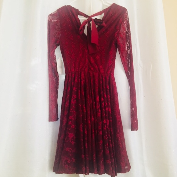 Altar’d State Red Lace Long Sleeve Dress NWT SALE - Picture 5 of 7